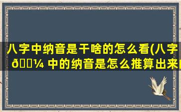 八字中纳音是干啥的怎么看(八字 🐼 中的纳音是怎么推算出来的)